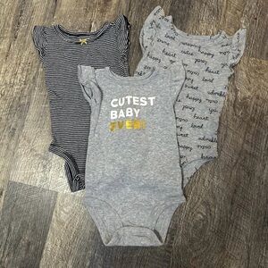 Carter's Gray and Black Baby Bodysuit Trio